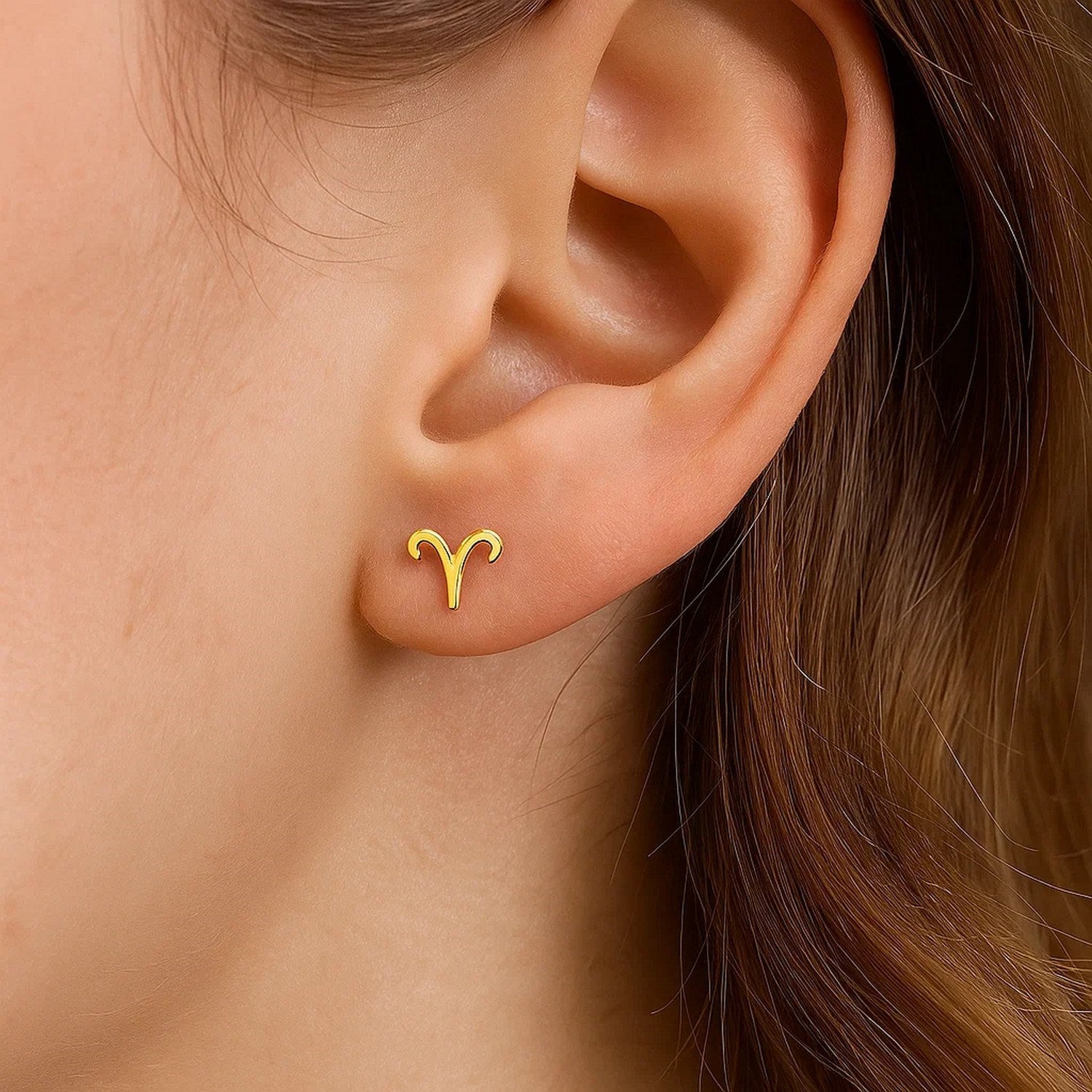 14K Yellow Gold Aries Stud Earrings - GreatSpace Discounts