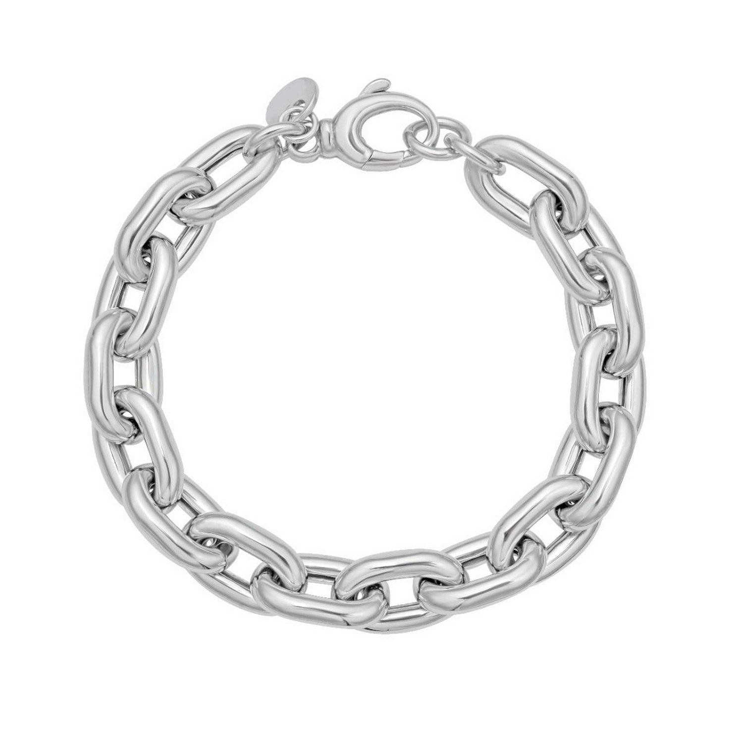Sterling Silver Rhodium Plated Oval Link Bracelet - GreatSpace Discounts