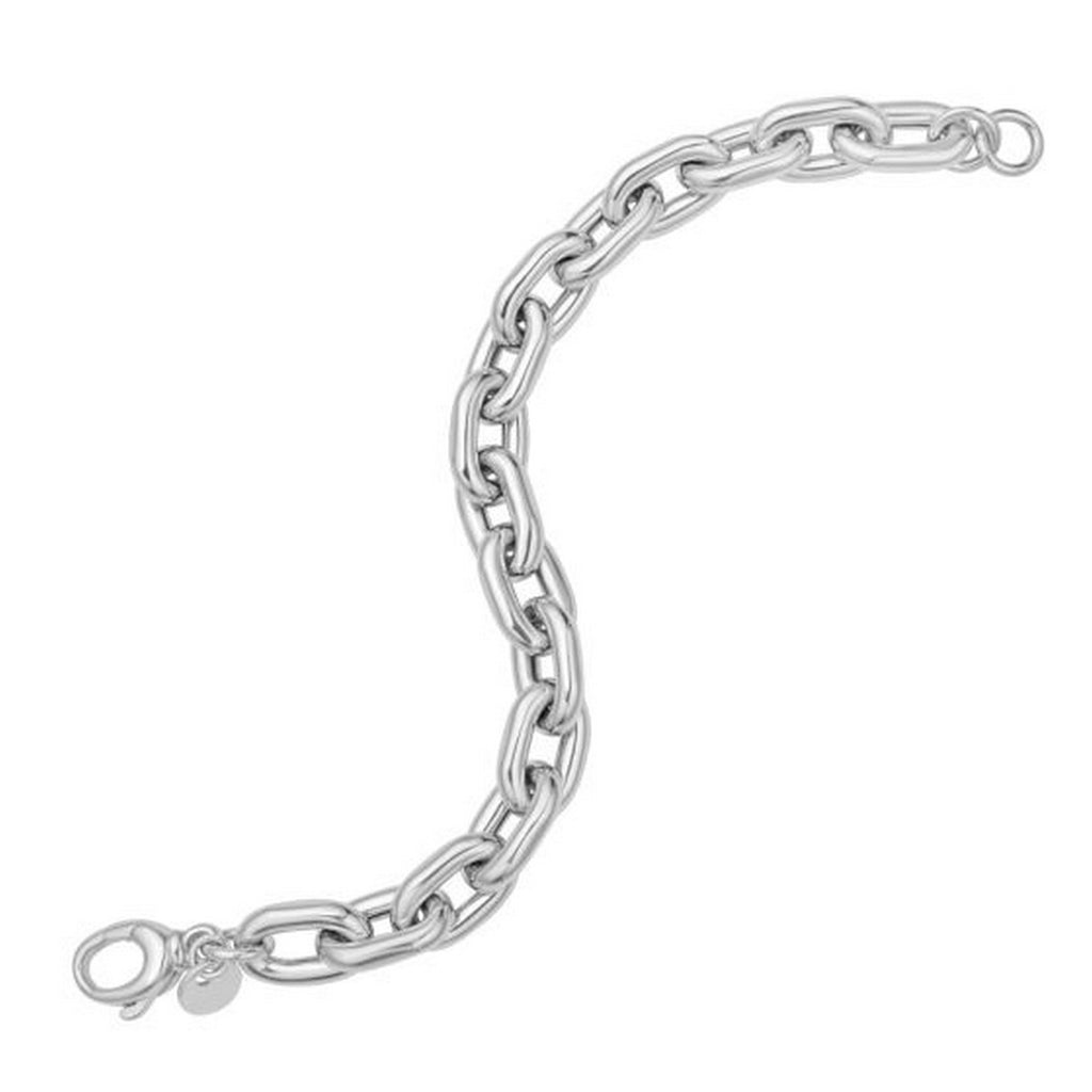 Sterling Silver Rhodium Plated Oval Link Bracelet - GreatSpace Discounts