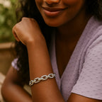 Sterling Silver Rhodium Plated Oval Link Bracelet - GreatSpace Discounts