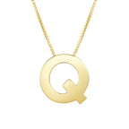 14K Yellow Gold Yours Truly Block Letter Initial Q Necklace - GreatSpace Discounts