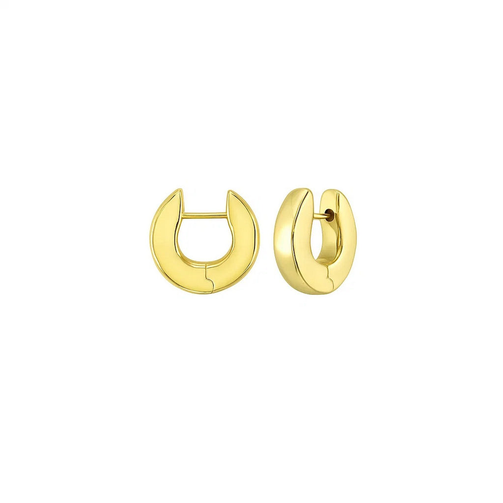 14K Yellow Gold Thick Post Hoop Earrings - GreatSpace Discounts