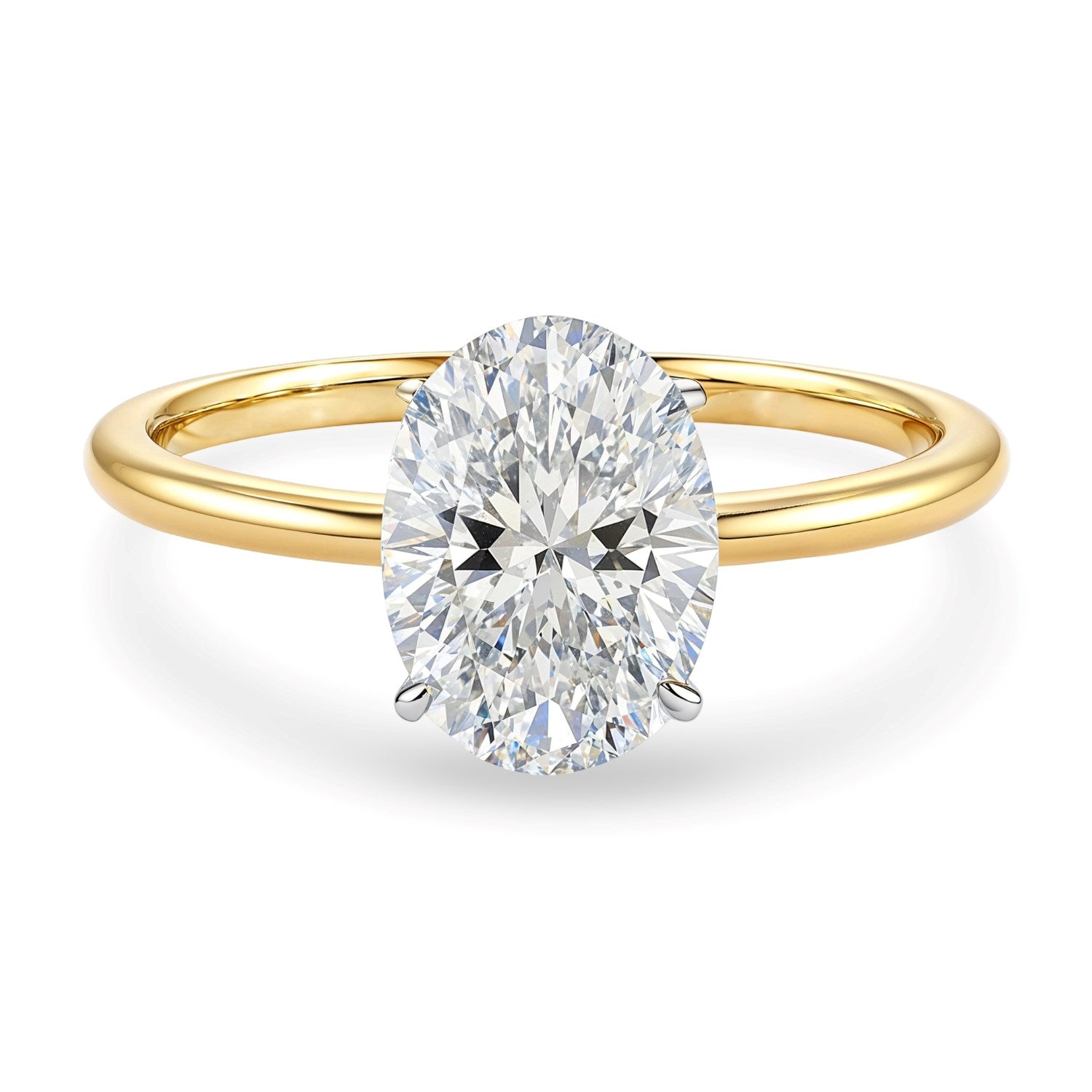 2 Carat Oval Lab Grown IGI G/VS1 Diamond Solitaire Ring in 10K Yellow Gold - GreatSpace Discounts