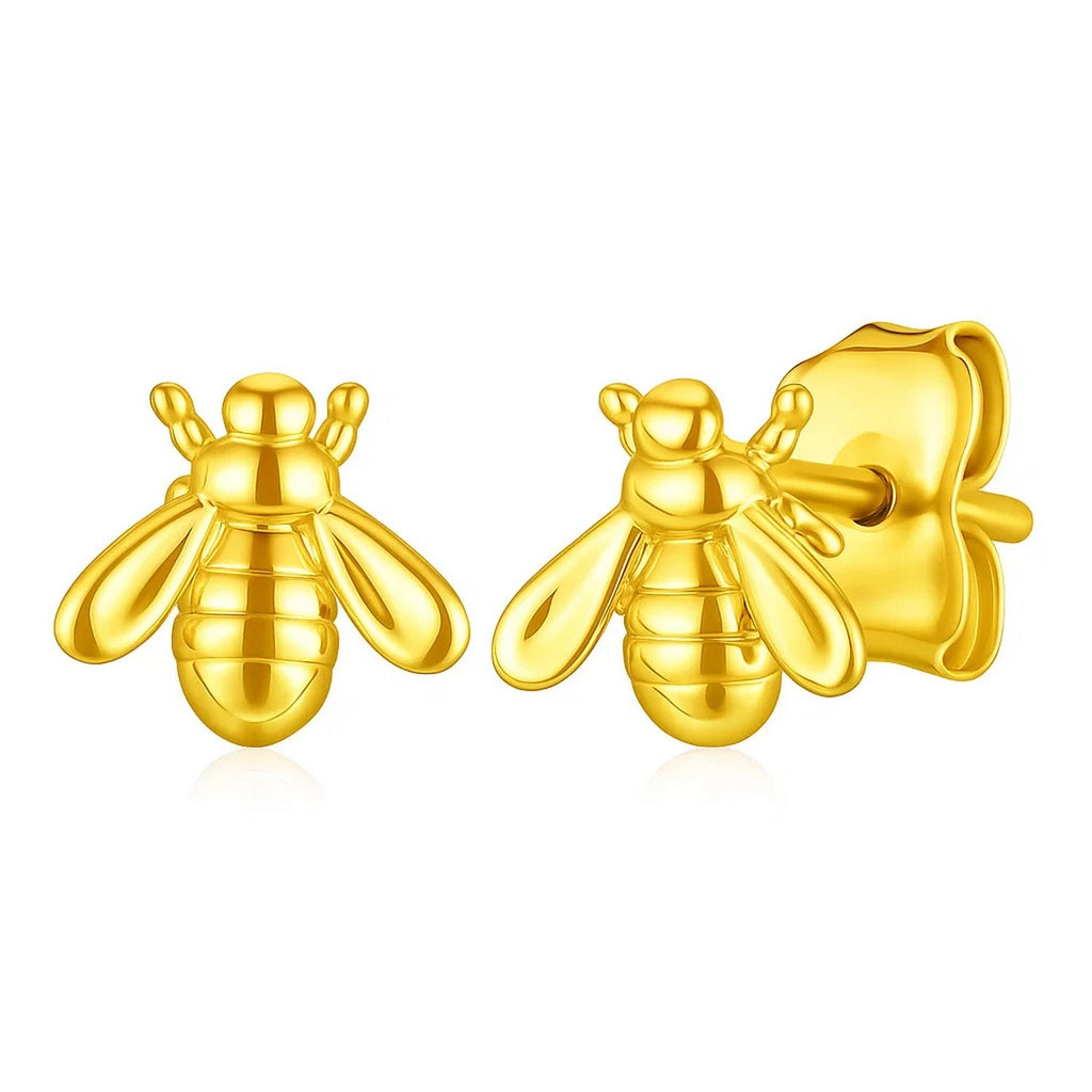 14k Yellow Gold Bee Stud Earrings - GreatSpace Discounts