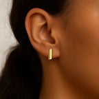 14k Yellow Gold Polished Rectangular Post Earrings