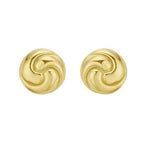 Sterling Silver Yellow Gold Plated Puffed Swirly Knot Stud Earrings