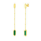 14K Yellow Gold Hexagon Malachite Drop Earrings