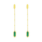 14K Yellow Gold Hexagon Malachite Drop Earrings