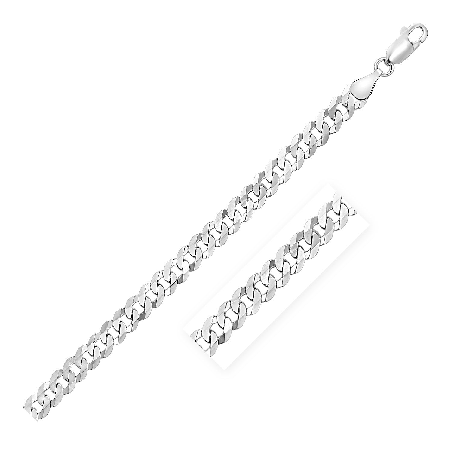 Rhodium Plated Sterling Silver Curb Style Chain (5.50 mm) - GreatSpace Discounts