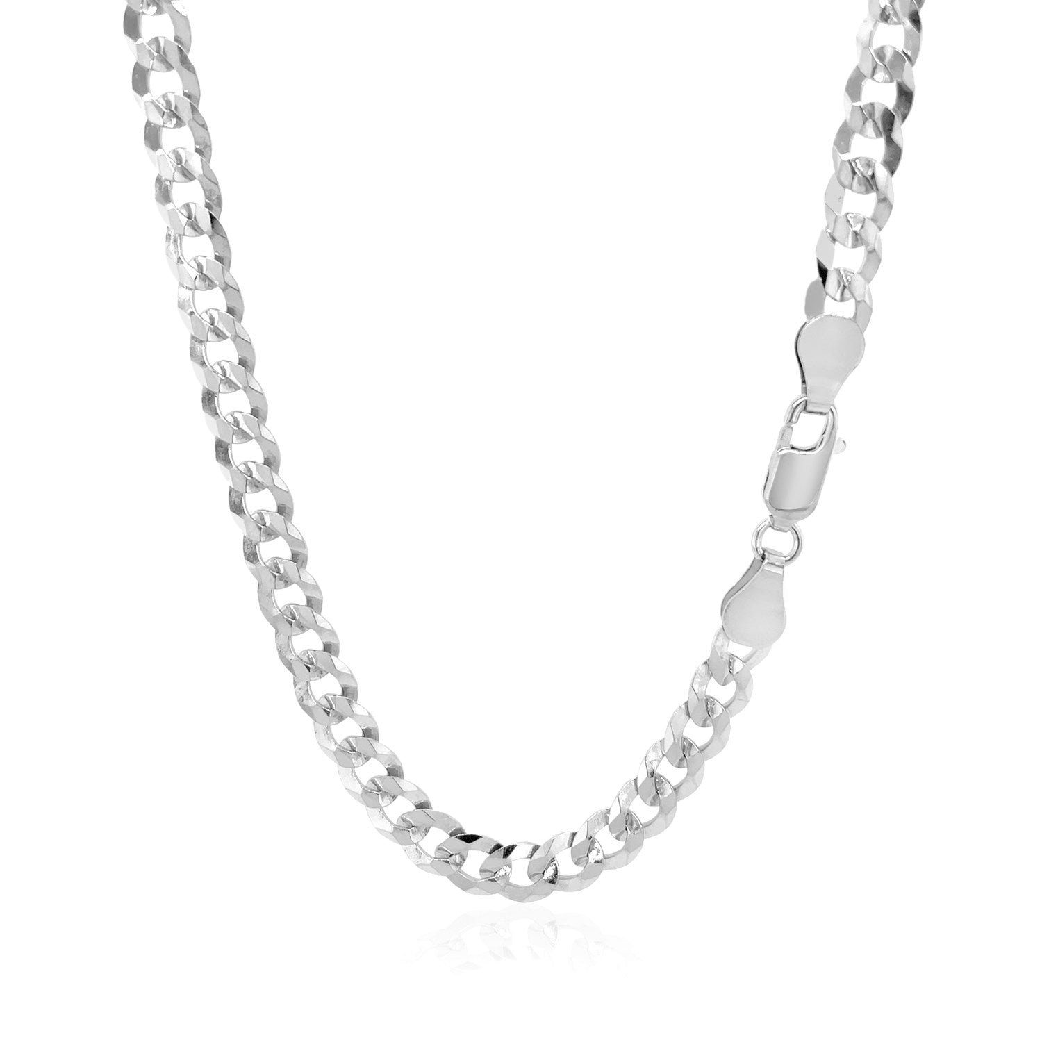 Rhodium Plated Sterling Silver Curb Style Chain (5.50 mm) - GreatSpace Discounts