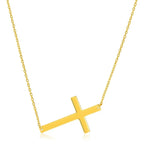 14k Yellow Gold Plain Cross Motif Necklace - GreatSpace Discounts