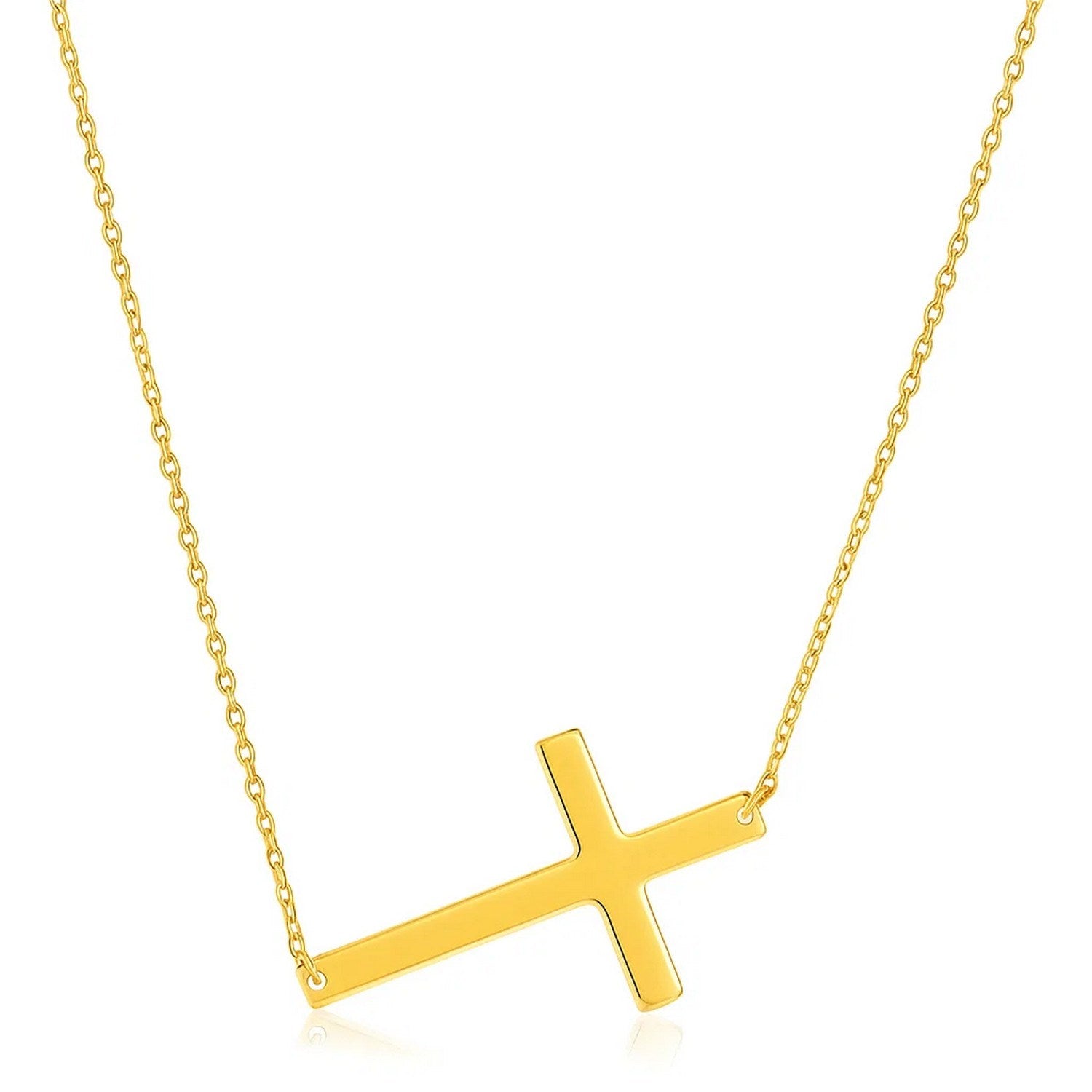 14k Yellow Gold Plain Cross Motif Necklace - GreatSpace Discounts