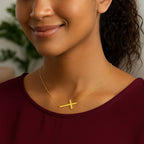 14k Yellow Gold Plain Cross Motif Necklace - GreatSpace Discounts