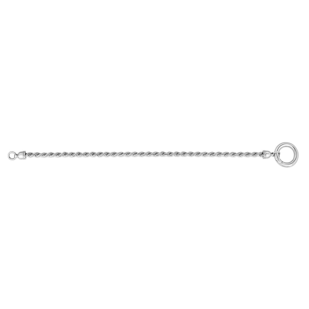 Sterling Silver Rhodium Plated Fancy Push Lock Rope Necklace
