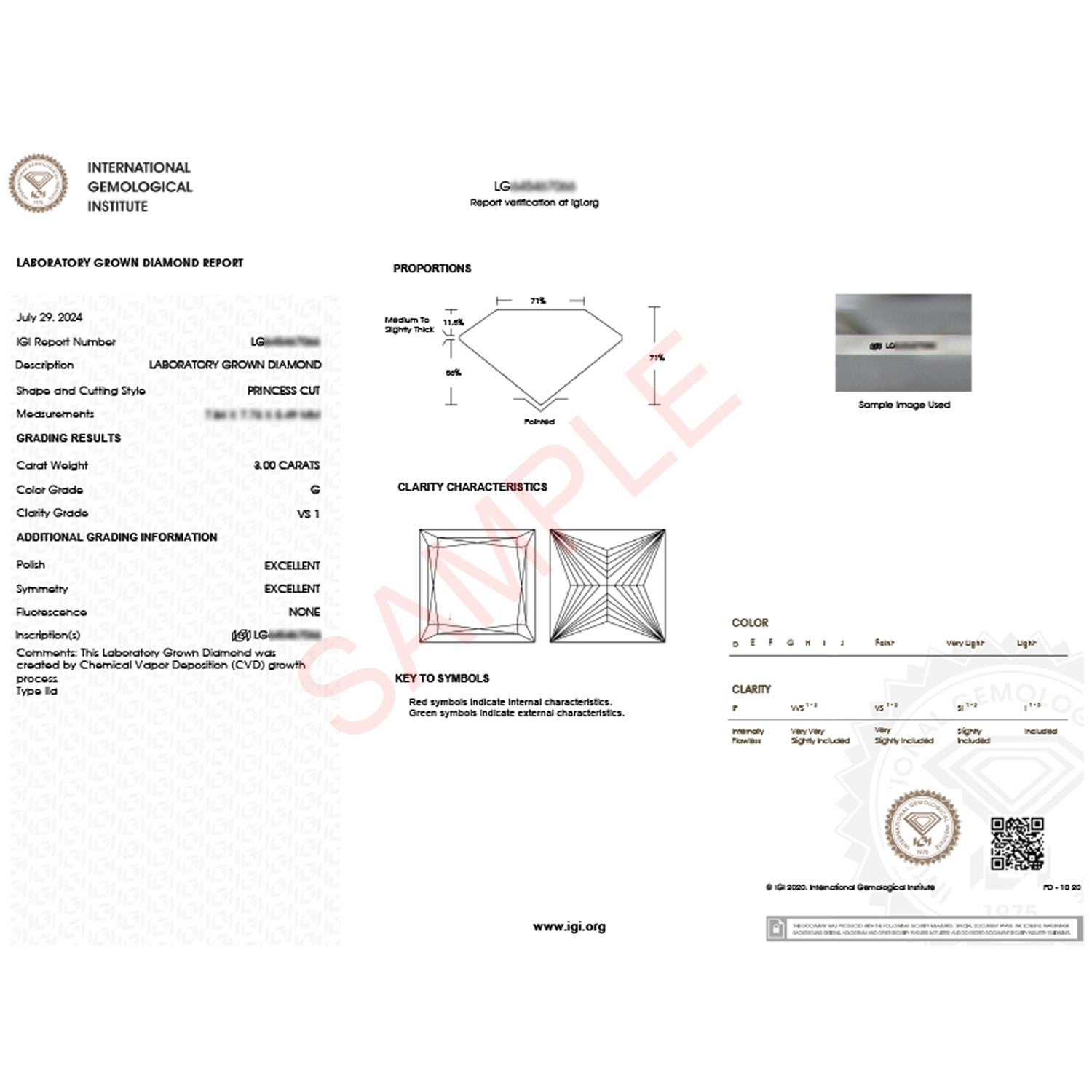 3 Carat Princess Lab Grown IGI G/VS1 Diamond Solitaire Ring in 10K White Gold - GreatSpace Discounts
