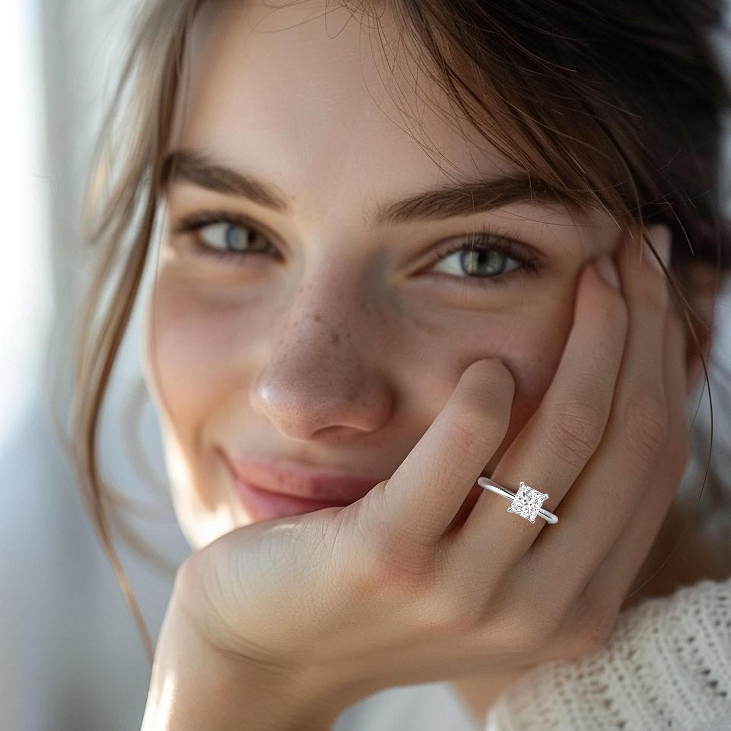 3 Carat Princess Lab Grown IGI G/VS1 Diamond Solitaire Ring in 10K White Gold - GreatSpace Discounts