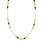14K Yellow Gold Hexagon Malachite Inlay Links Necklace