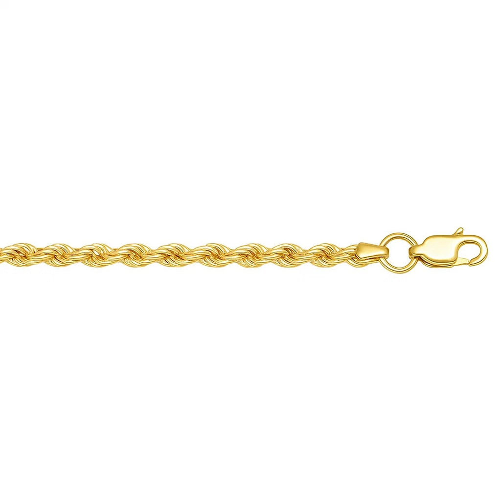 Lite Rope Chain Bracelet in 10k Yellow Gold  (2.50 mm) - GreatSpace Discounts