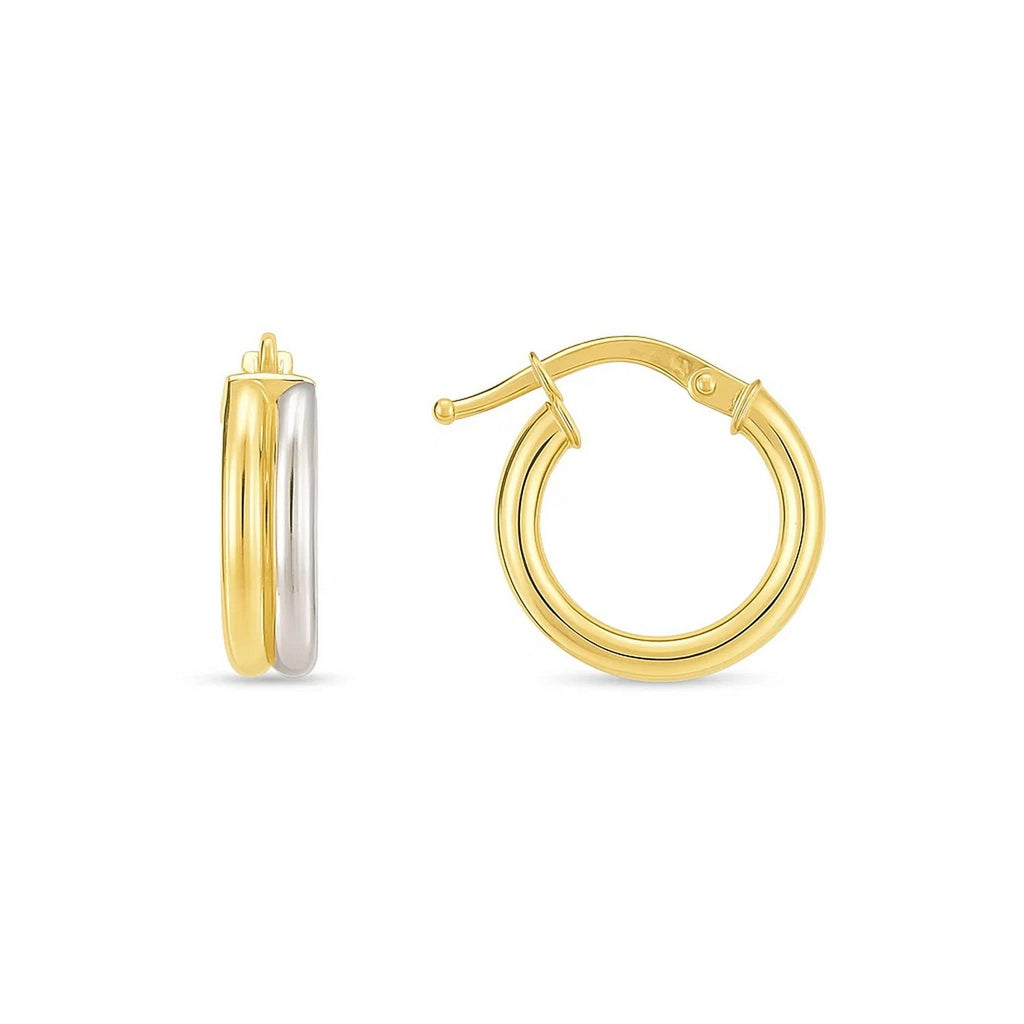14k Two Tone Gold Double Round Hoops - GreatSpace Discounts
