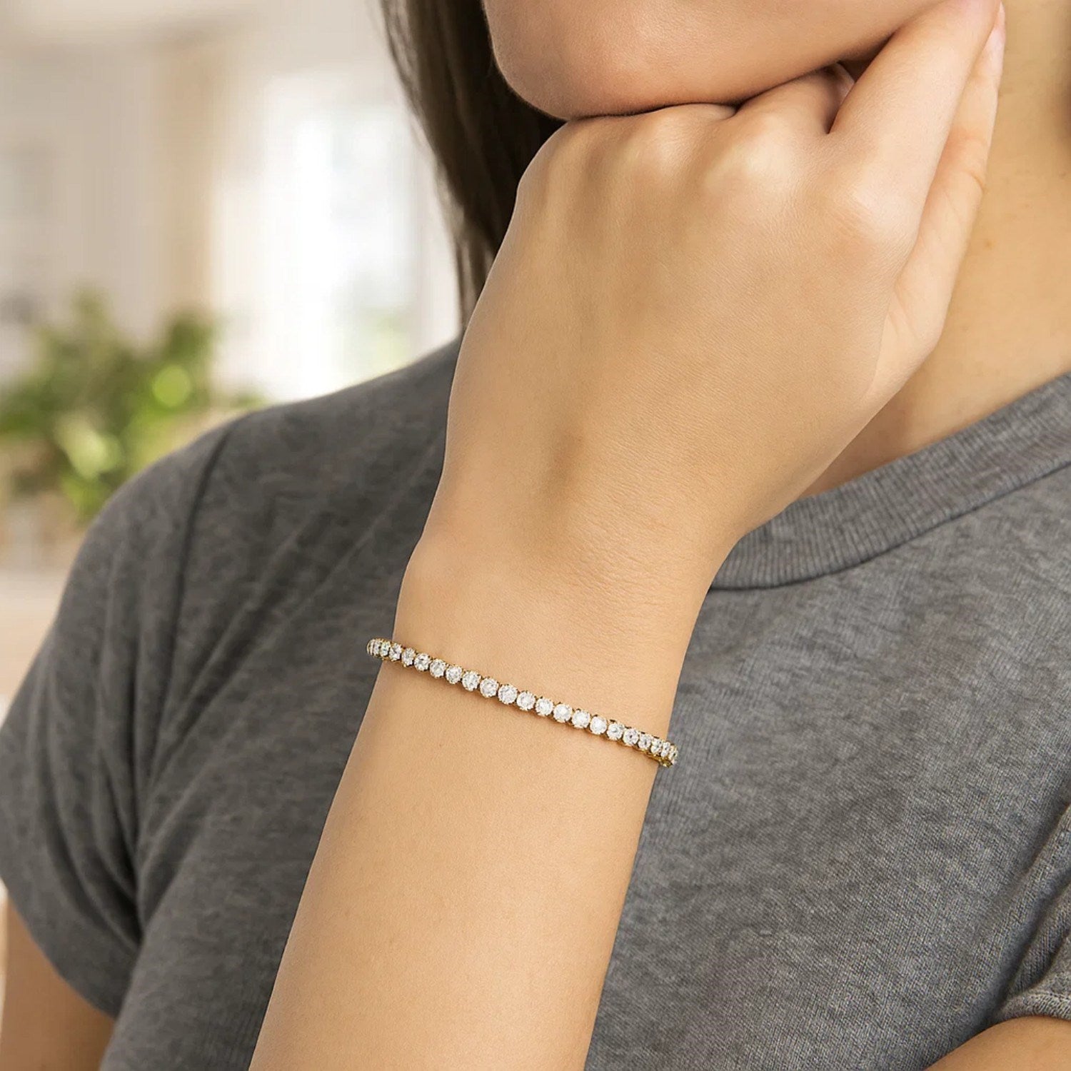 14K Two Tone Gold Diamon Oro Tennis Bracelet (2.40 mm) - GreatSpace Discounts