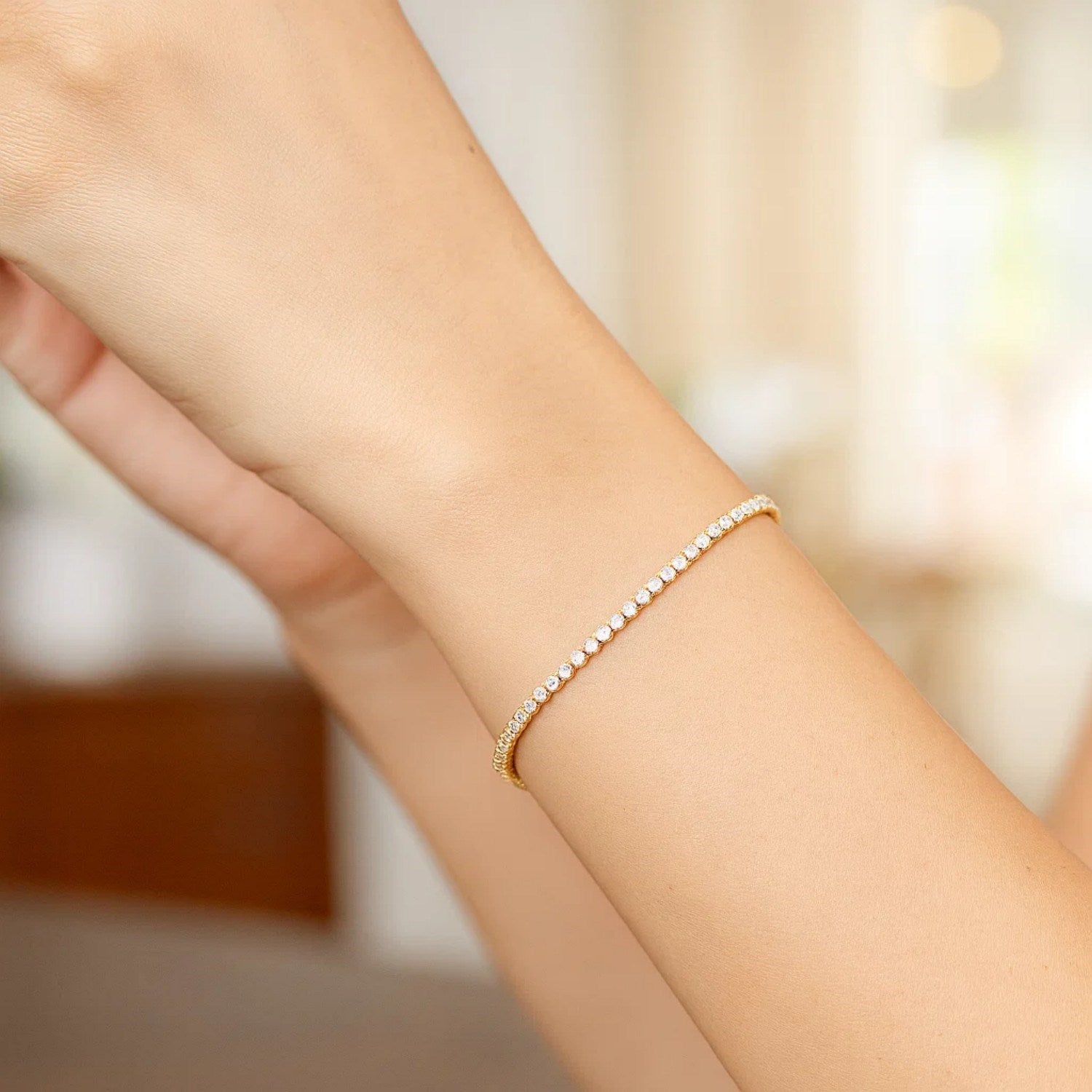 14K Two Tone Gold Diamon Oro Tennis Bracelet (2.40 mm) - GreatSpace Discounts