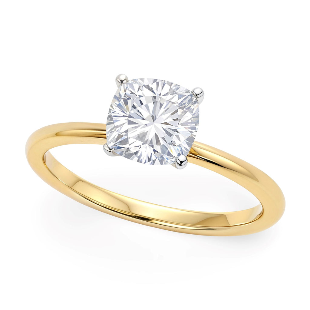 1 Carat Cushion Lab Grown IGI G/VS1 Diamond Solitaire Ring in 10K Yellow Gold - GreatSpace Discounts