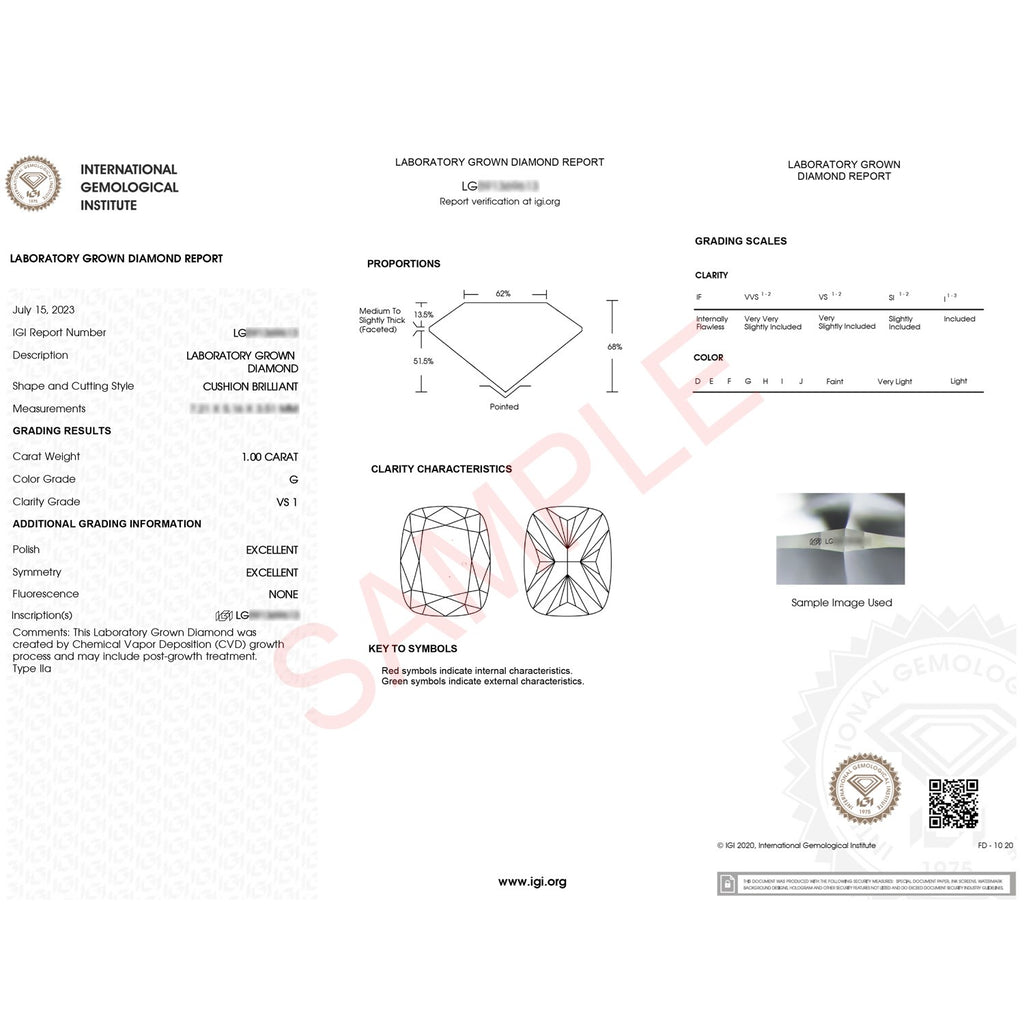 1 Carat Cushion Lab Grown IGI G/VS1 Diamond Solitaire Ring in 10K Yellow Gold - GreatSpace Discounts