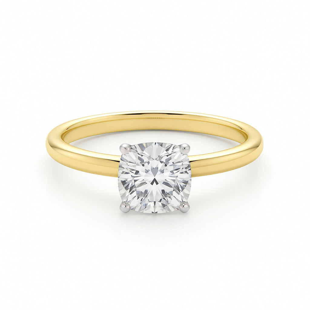 1 Carat Cushion Lab Grown IGI G/VS1 Diamond Solitaire Ring in 10K Yellow Gold - GreatSpace Discounts
