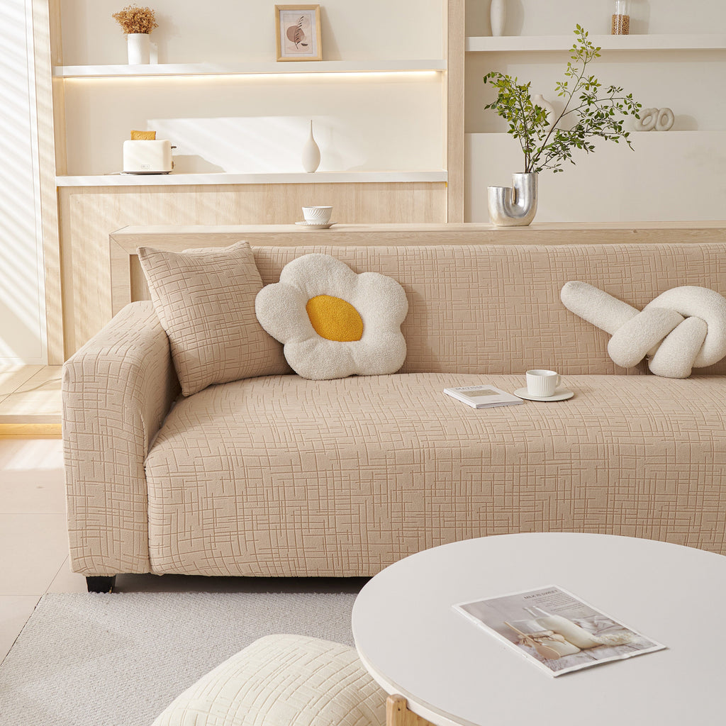 Embossed Lines Couch Covers Stretchable Non-Slip & Washable Sofa Slipcovers