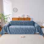 Cozy Textured Couch Protector with Fringe, Universal Soft Slipcover for Couch Sofa Bed