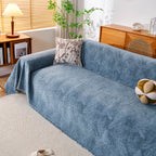Cozy Textured Couch Protector with Fringe, Universal Soft Slipcover for Couch Sofa Bed