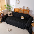 Cozy Textured Couch Protector with Fringe, Universal Soft Slipcover for Couch Sofa Bed