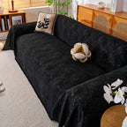 Cozy Textured Couch Protector with Fringe, Universal Soft Slipcover for Couch Sofa Bed