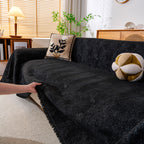 Cozy Textured Couch Protector with Fringe, Universal Soft Slipcover for Couch Sofa Bed
