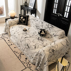 Large Floral Sofa Cover Throw Blanket, Plush Jacquard Non-Shedding Couch Cover for Pets