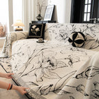 Large Floral Sofa Cover Throw Blanket, Plush Jacquard Non-Shedding Couch Cover for Pets
