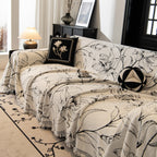 Large Floral Sofa Cover Throw Blanket, Plush Jacquard Non-Shedding Couch Cover for Pets