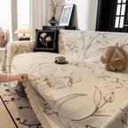 Large Floral Sofa Cover Throw Blanket, Plush Jacquard Non-Shedding Couch Cover for Pets