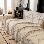 Large Floral Sofa Cover Throw Blanket, Plush Jacquard Non-Shedding Couch Cover for Pets