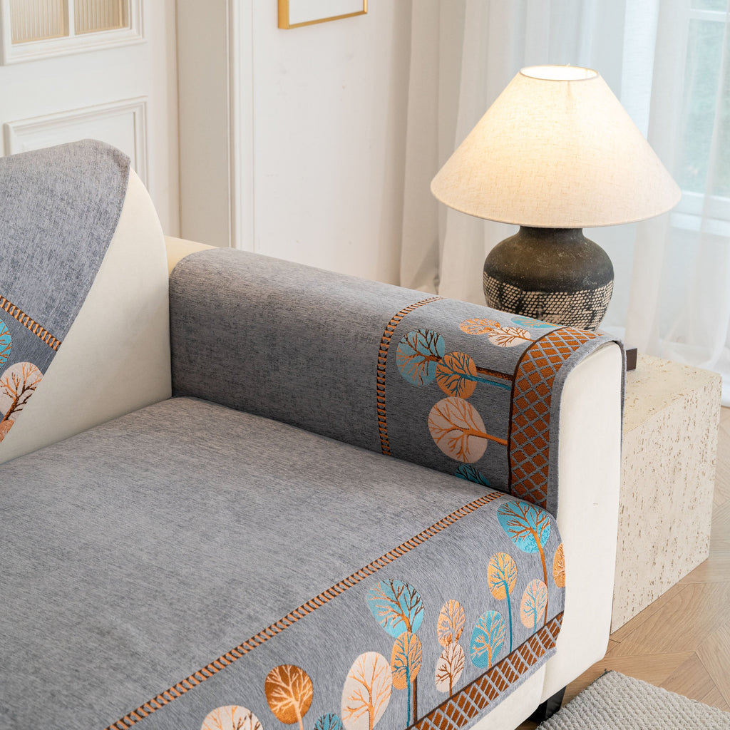Sofa Cover for Couch, Non-Slip Sectional Couch Cover with Woven Tree Pattern