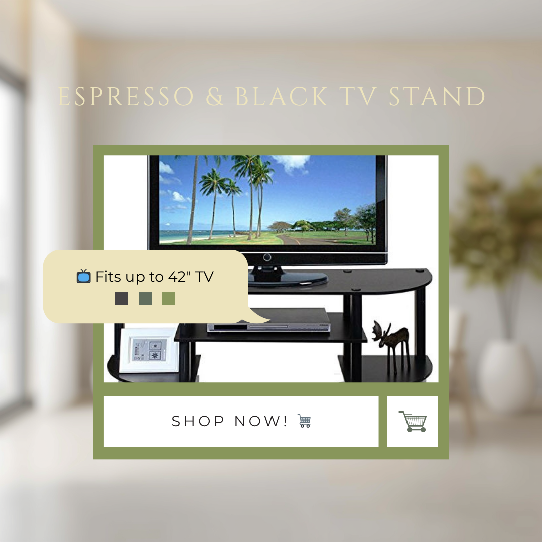 Espresso & Black TV Stand Entertainment Center - Fits up to 42-inch TV
