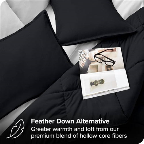 Luxuriously Soft Down Alternative Comforter Set – Full/Double, Black