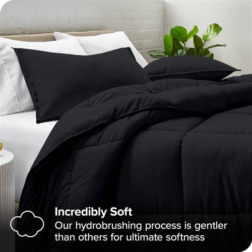 Luxuriously Soft Down Alternative Comforter Set – Full/Double, Black
