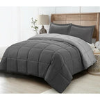 Grey Twin/Twin XL Traditional Microfiber Reversible 3-Piece Comforter Set