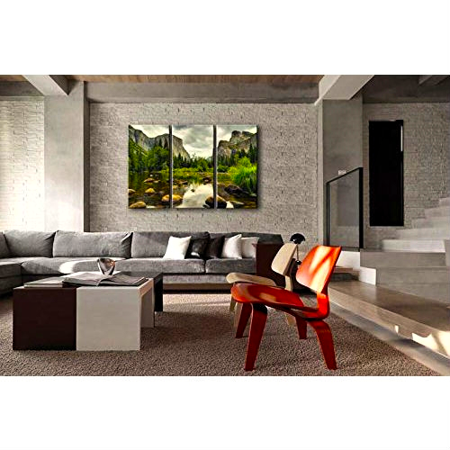 Yosemite Mountain Stream 3-Piece Wall Art Framed Print on Canvas - GreatSpace Discounts