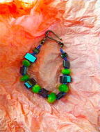 Artisan Green Mother of Pearl & Sterling Silver Bracelet