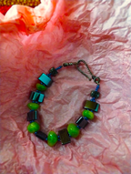 Artisan Green Mother of Pearl & Sterling Silver Bracelet