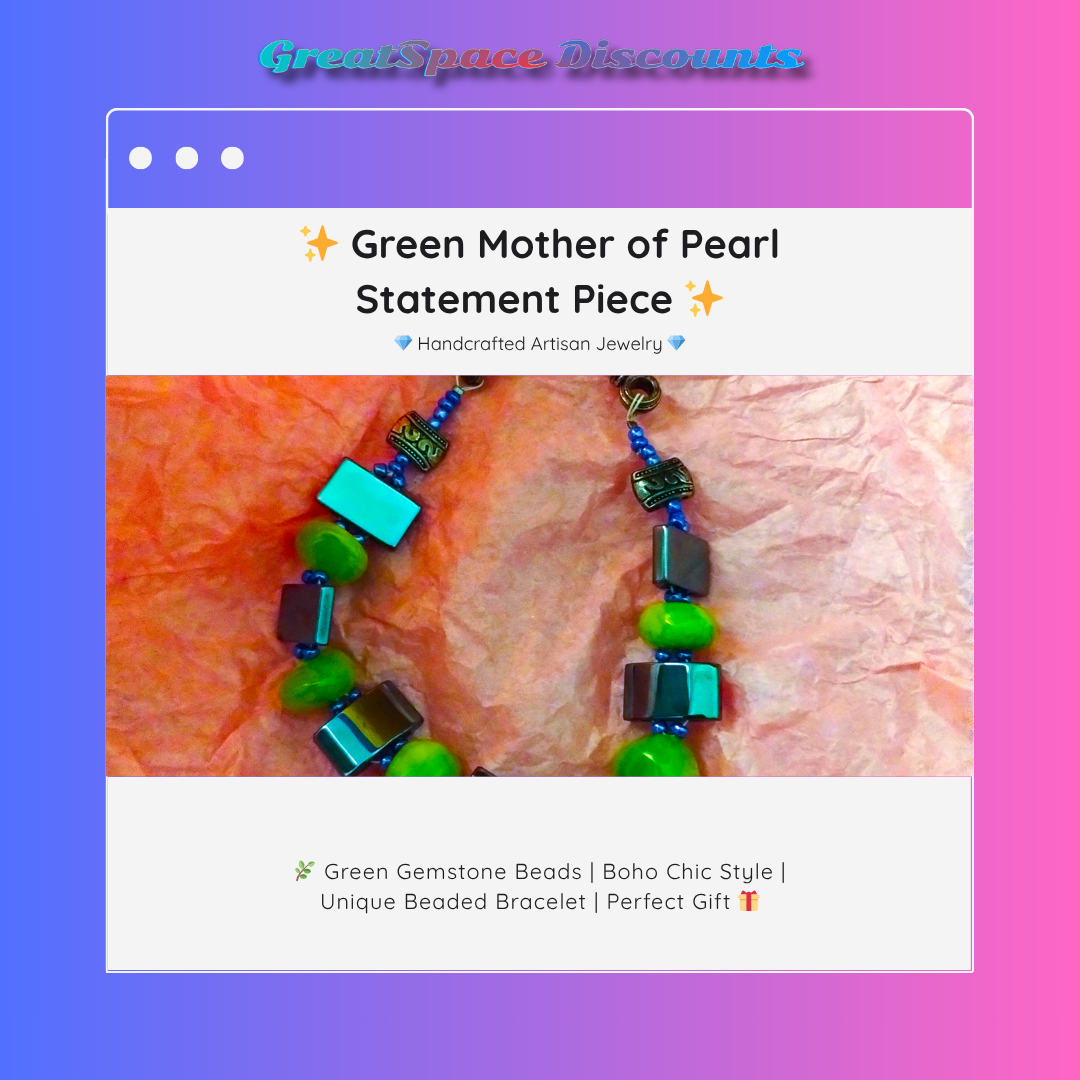 Artisan Green Mother of Pearl & Sterling Silver Bracelet