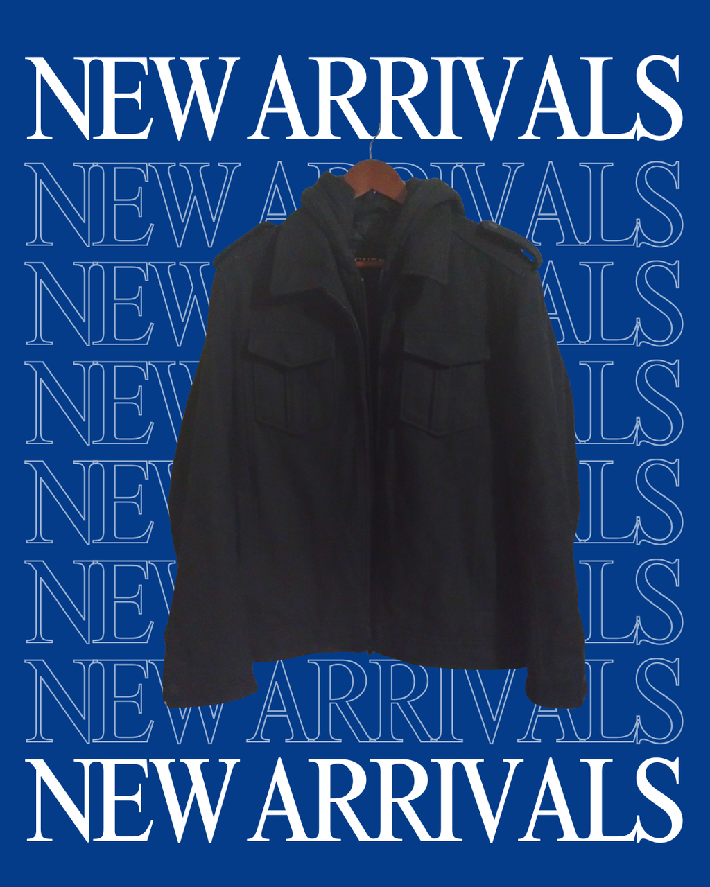 GUESS Men's Wool Coat - Black, Size Large, Preowned