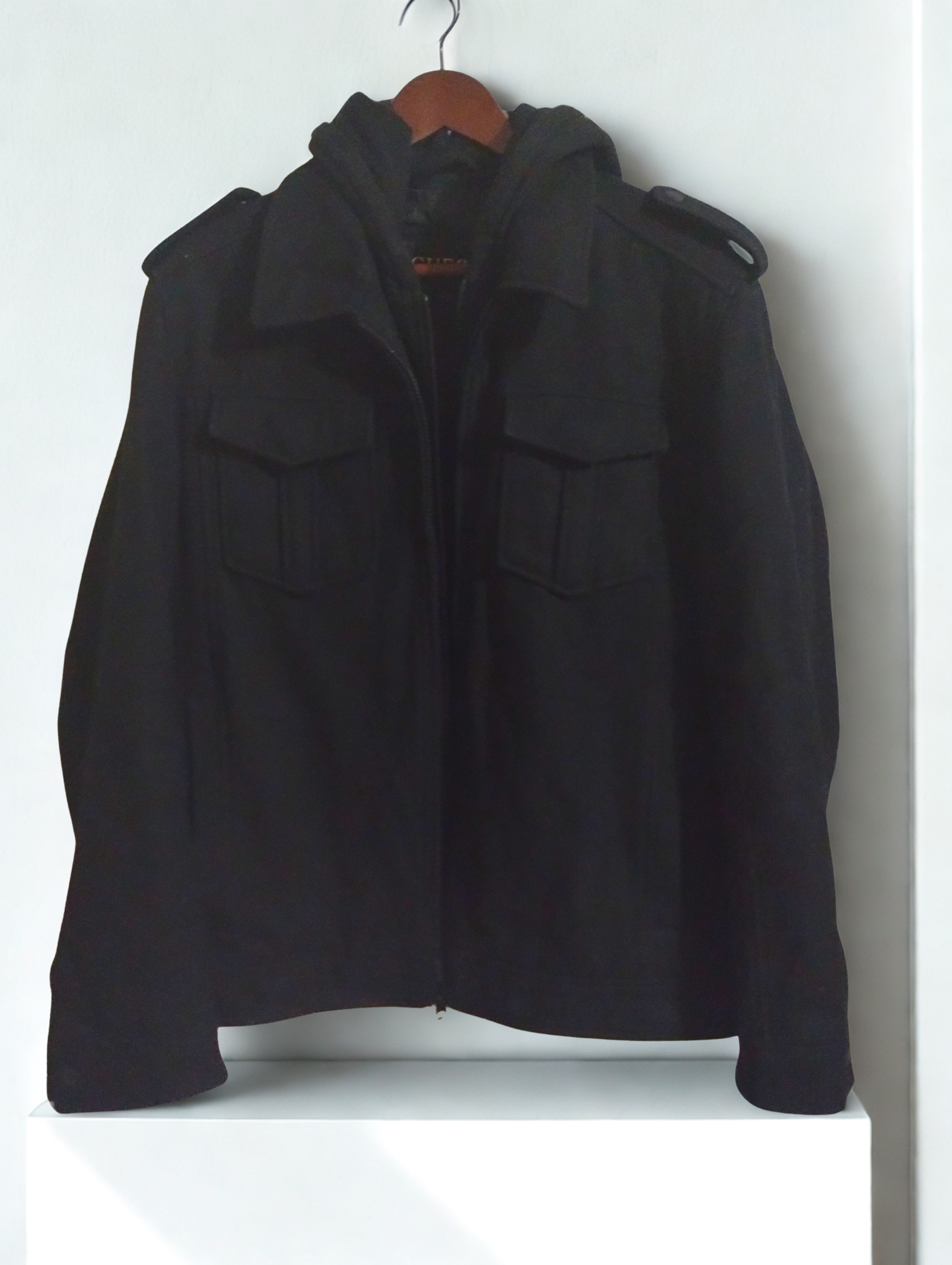GUESS Men's Wool Coat - Black, Size Large, Preowned